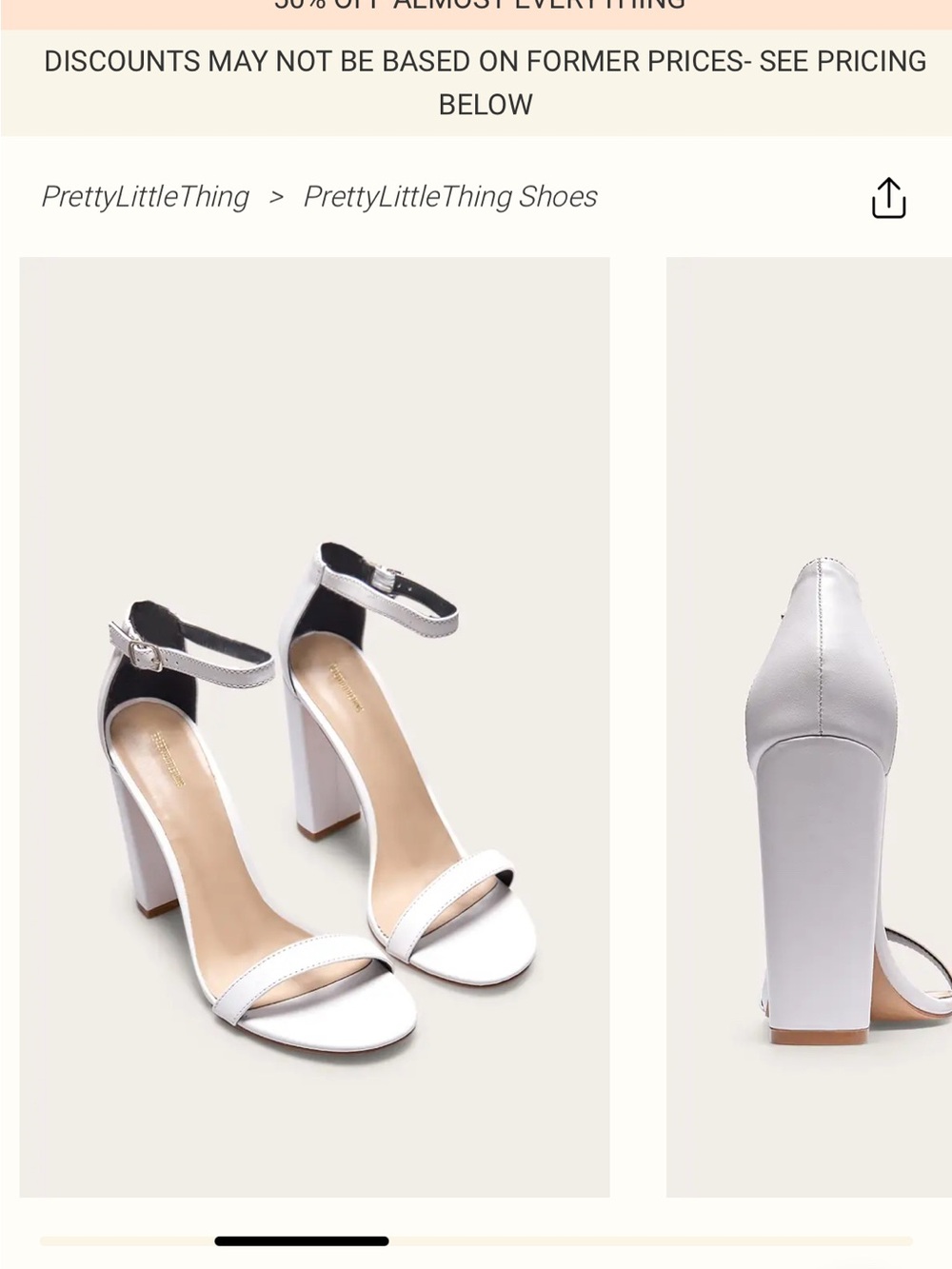 PrettyLittleThing White Block Heel Ankle Strap Sandals